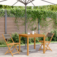 Thumbnail for Bistrostühle 2 Stk. Grau Massivholz Akazie und Kordel