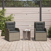 Thumbnail for Gartensessel mit Kissen 2 Stk. Verstellbar Grau Poly Rattan