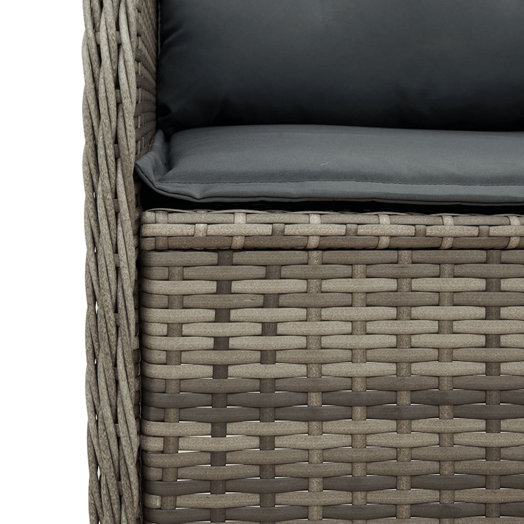 Gartensessel mit Kissen 2 Stk. Verstellbar Grau Poly Rattan