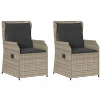 Thumbnail for Gartensessel mit Kissen 2 Stk. Verstellbar Hellgrau Poly Rattan