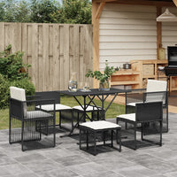 Thumbnail for 7-tlg. Garten-Essgruppe mit Kissen Schwarz Poly Rattan