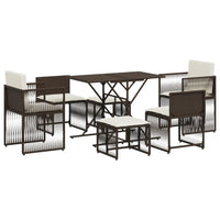 Thumbnail for 7-tlg. Garten-Essgruppe mit Kissen Braun Poly Rattan