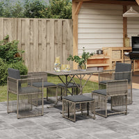 Thumbnail for 7-tlg. Garten-Essgruppe mit Kissen Grau Poly Rattan