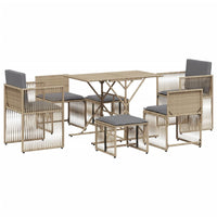 Thumbnail for 7-tlg. Garten-Essgruppe mit Kissen Beige Poly Rattan