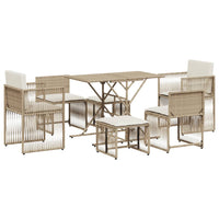 Thumbnail for 7-tlg. Garten-Essgruppe mit Kissen Beige Poly Rattan