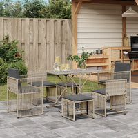 Thumbnail for 7-tlg. Garten-Essgruppe mit Kissen Hellgrau Poly Rattan