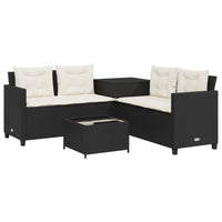 Thumbnail for Gartensofa in L-Form mit Tisch und Kissen Schwarz Poly Rattan