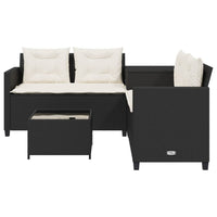 Thumbnail for Gartensofa in L-Form mit Tisch und Kissen Schwarz Poly Rattan