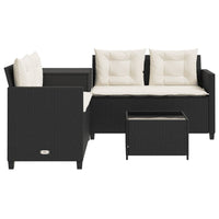 Thumbnail for Gartensofa in L-Form mit Tisch und Kissen Schwarz Poly Rattan