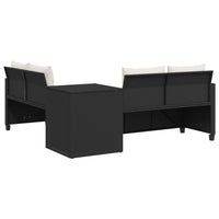 Thumbnail for Gartensofa in L-Form mit Tisch und Kissen Schwarz Poly Rattan