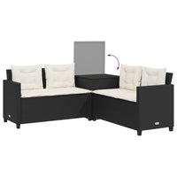 Thumbnail for Gartensofa in L-Form mit Tisch und Kissen Schwarz Poly Rattan