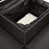 Thumbnail for Gartensofa in L-Form mit Tisch und Kissen Schwarz Poly Rattan