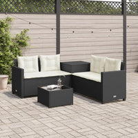 Thumbnail for Gartensofa in L-Form mit Tisch und Kissen Schwarz Poly Rattan