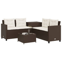 Thumbnail for Gartensofa in L-Form mit Tisch und Kissen Braun Poly Rattan