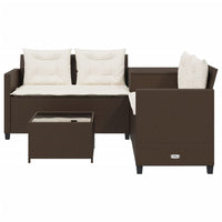 Thumbnail for Gartensofa in L-Form mit Tisch und Kissen Braun Poly Rattan