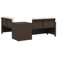 Thumbnail for Gartensofa in L-Form mit Tisch und Kissen Braun Poly Rattan