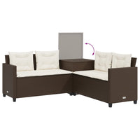 Thumbnail for Gartensofa in L-Form mit Tisch und Kissen Braun Poly Rattan
