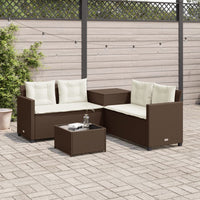 Thumbnail for Gartensofa in L-Form mit Tisch und Kissen Braun Poly Rattan