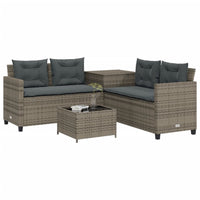 Thumbnail for Gartensofa in L-Form mit Tisch und Kissen Grau Poly Rattan
