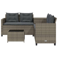 Thumbnail for Gartensofa in L-Form mit Tisch und Kissen Grau Poly Rattan