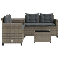Thumbnail for Gartensofa in L-Form mit Tisch und Kissen Grau Poly Rattan