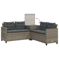 Thumbnail for Gartensofa in L-Form mit Tisch und Kissen Grau Poly Rattan