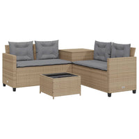 Thumbnail for Gartensofa in L-Form mit Tisch und Kissen Beige Poly Rattan