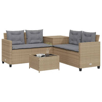 Thumbnail for Gartensofa in L-Form mit Tisch und Kissen Beige Poly Rattan