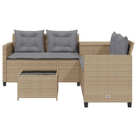 Thumbnail for Gartensofa in L-Form mit Tisch und Kissen Beige Poly Rattan
