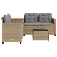 Thumbnail for Gartensofa in L-Form mit Tisch und Kissen Beige Poly Rattan