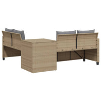 Thumbnail for Gartensofa in L-Form mit Tisch und Kissen Beige Poly Rattan