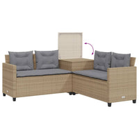 Thumbnail for Gartensofa in L-Form mit Tisch und Kissen Beige Poly Rattan