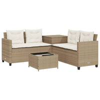 Thumbnail for Gartensofa in L-Form mit Tisch und Kissen Beige Poly Rattan