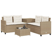 Thumbnail for Gartensofa in L-Form mit Tisch und Kissen Beige Poly Rattan