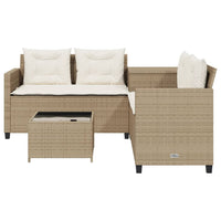 Thumbnail for Gartensofa in L-Form mit Tisch und Kissen Beige Poly Rattan