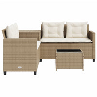 Thumbnail for Gartensofa in L-Form mit Tisch und Kissen Beige Poly Rattan