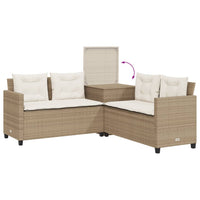 Thumbnail for Gartensofa in L-Form mit Tisch und Kissen Beige Poly Rattan