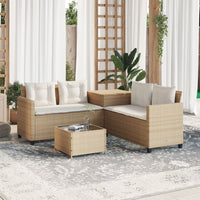 Thumbnail for Gartensofa in L-Form mit Tisch und Kissen Beige Poly Rattan