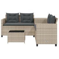 Thumbnail for Gartensofa in L-Form mit Tisch und Kissen Hellgrau Poly Rattan