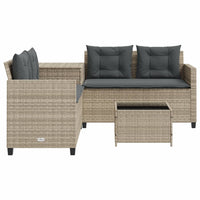Thumbnail for Gartensofa in L-Form mit Tisch und Kissen Hellgrau Poly Rattan