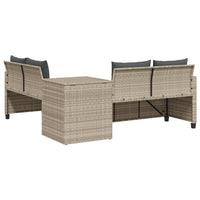 Thumbnail for Gartensofa in L-Form mit Tisch und Kissen Hellgrau Poly Rattan