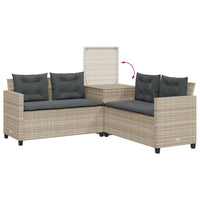 Thumbnail for Gartensofa in L-Form mit Tisch und Kissen Hellgrau Poly Rattan