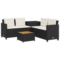 Thumbnail for Gartensofa in L-Form mit Tisch und Kissen Schwarz Poly Rattan