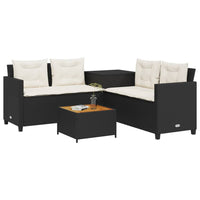 Thumbnail for Gartensofa in L-Form mit Tisch und Kissen Schwarz Poly Rattan
