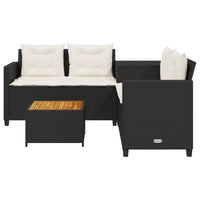 Thumbnail for Gartensofa in L-Form mit Tisch und Kissen Schwarz Poly Rattan