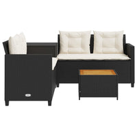 Thumbnail for Gartensofa in L-Form mit Tisch und Kissen Schwarz Poly Rattan