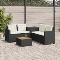 Thumbnail for Gartensofa in L-Form mit Tisch und Kissen Schwarz Poly Rattan