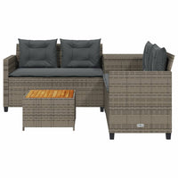 Thumbnail for Gartensofa in L-Form mit Tisch und Kissen Grau Poly Rattan