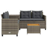 Thumbnail for Gartensofa in L-Form mit Tisch und Kissen Grau Poly Rattan