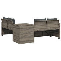 Thumbnail for Gartensofa in L-Form mit Tisch und Kissen Grau Poly Rattan